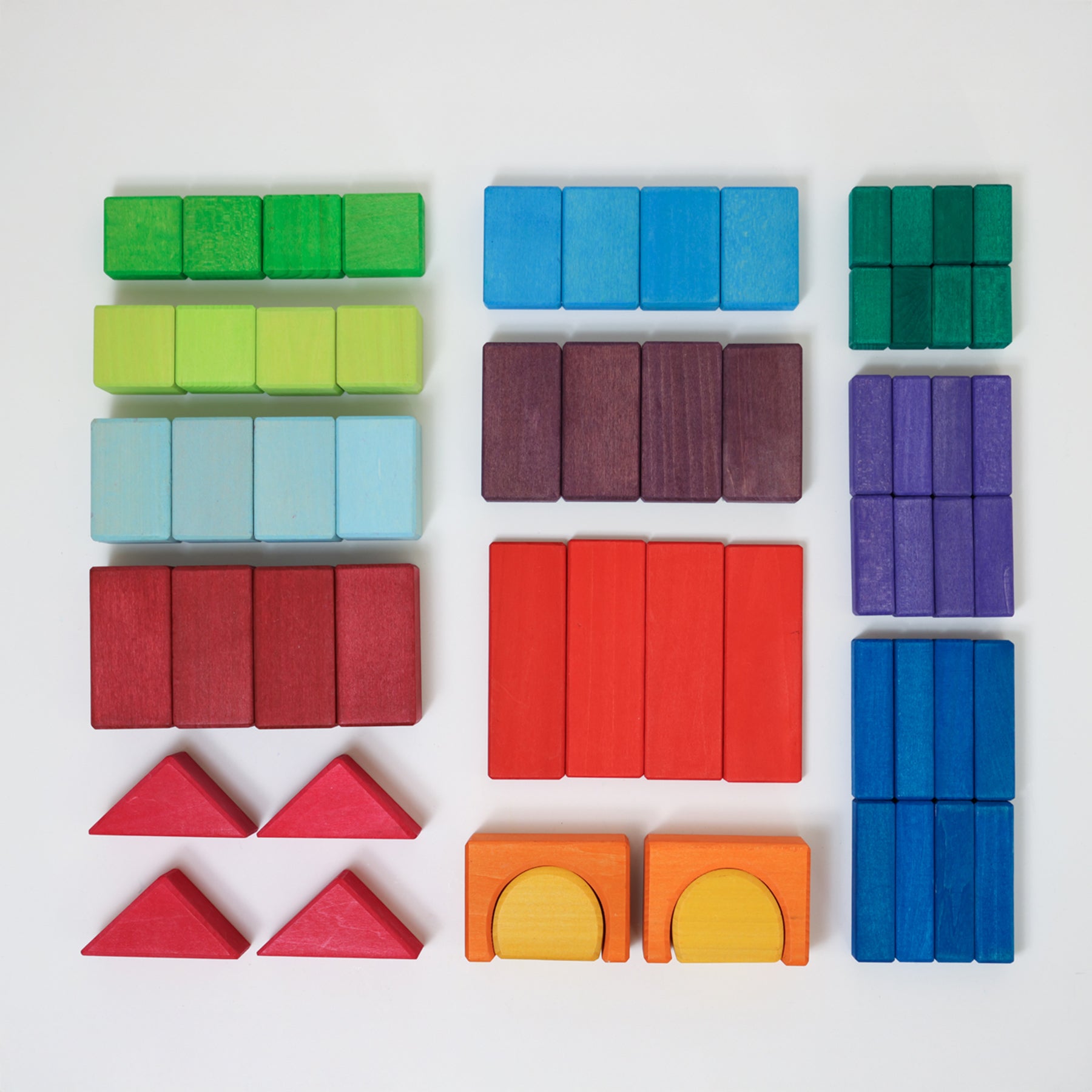 Set de 60 de blocuri geometrice colorate din lemn - Grimms