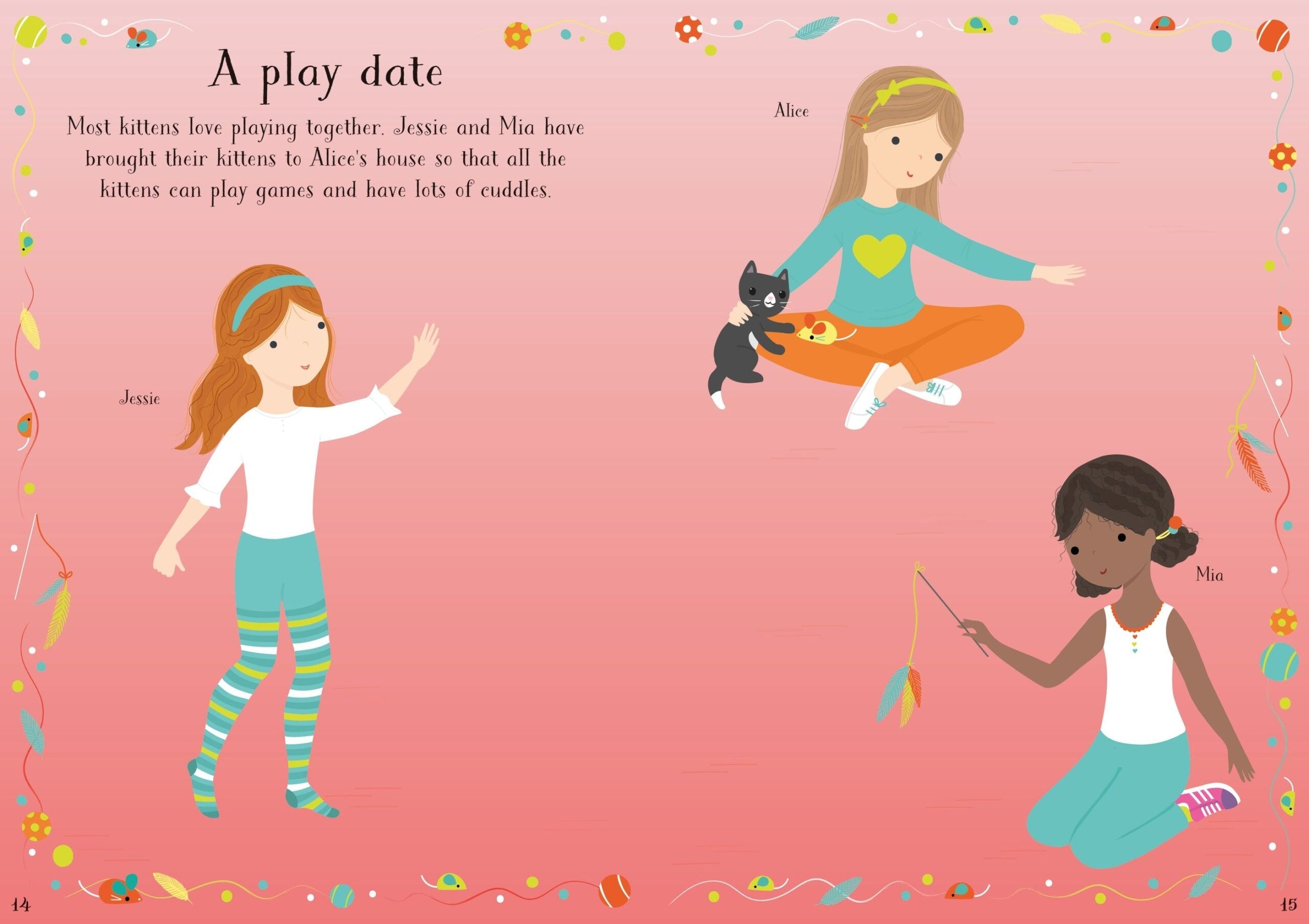 Little Sticker Dolly Dressing Kittens, carte cu stickere - Usborne
