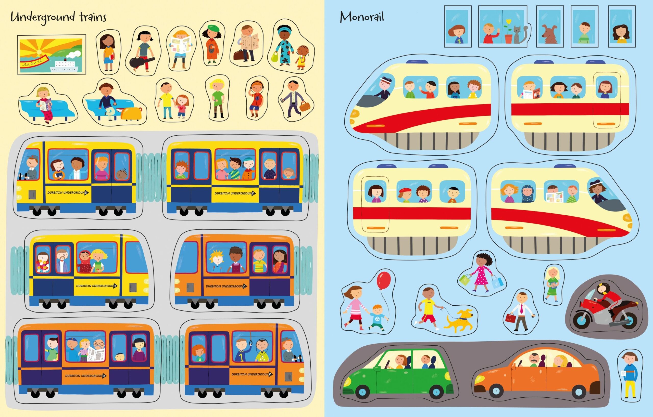 First Sticker Book Trains, carte cu stickere - Usborne