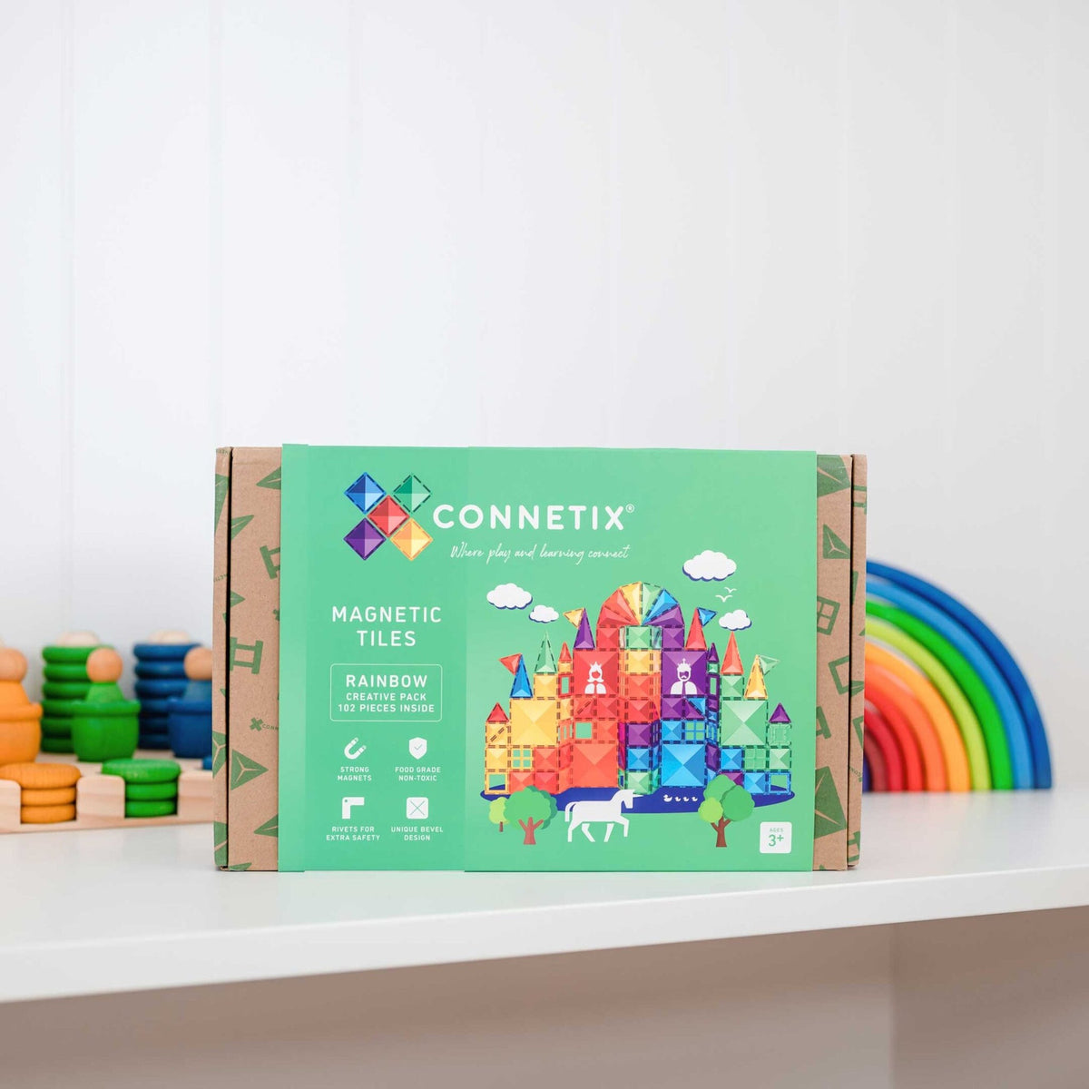 Set magnetic creativ curcubeu, 102 piese – CONNETIX