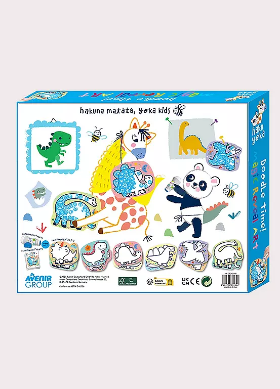 Kit artă Magic Reveal cu cariocă pentru buline și 12 carduri - Dinozauri – Haku Yoka by Avenir