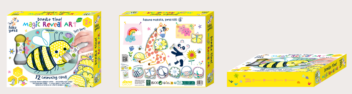 Kit artă Magic Reveal cu cariocă pentru buline și 12 carduri - Grădină – Haku Yoka by Avenir