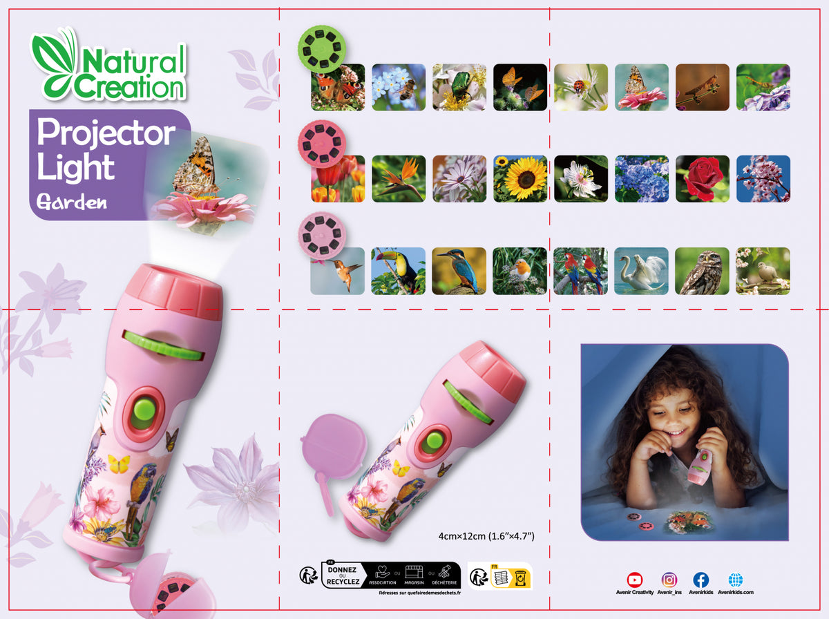 Mini proiector cu 3 discuri și 24 de imagini realiste - Grădina – Avenir