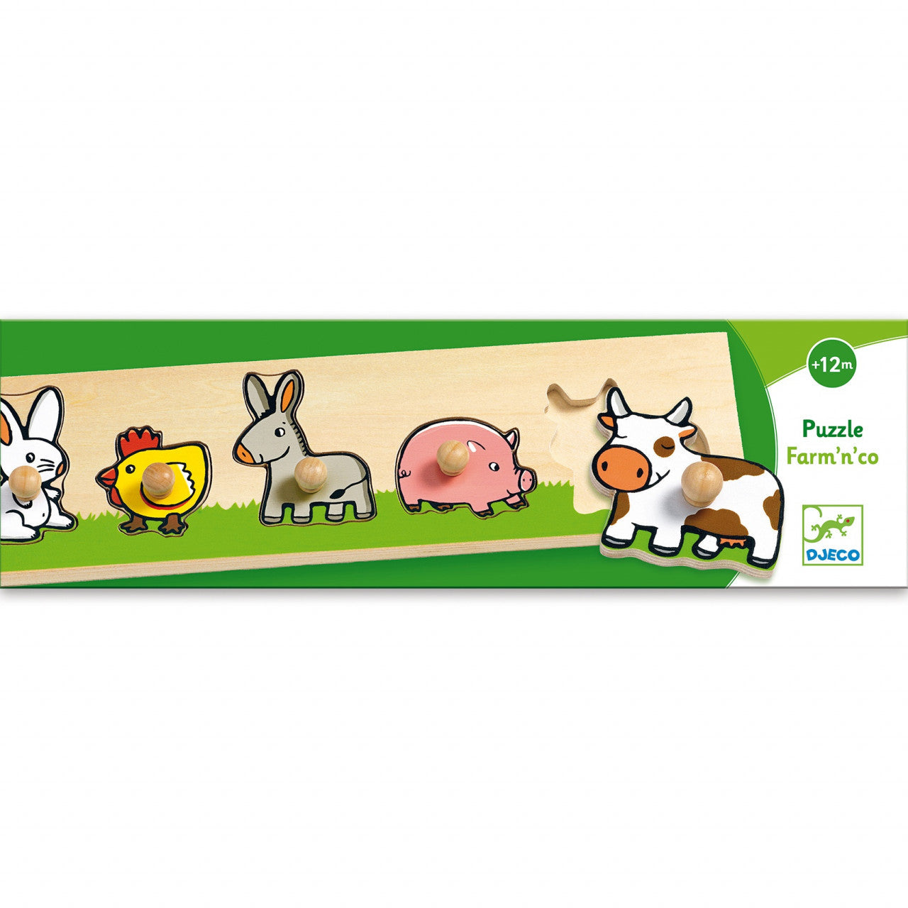 Puzzle cu buton Animale de fermă - Djeco