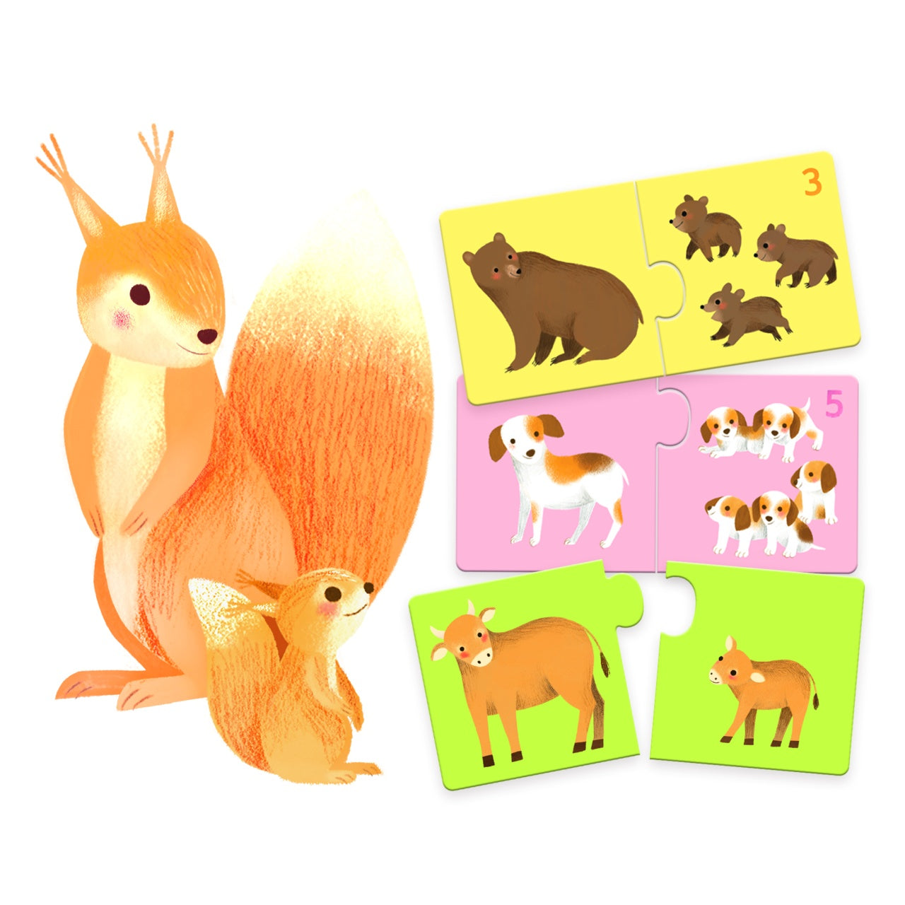 Puzzle duo de asociere mamă-pui, set de 12 - Djeco
