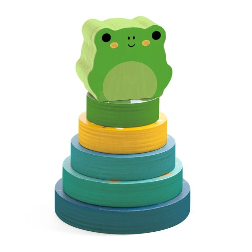Puzzle și joc de stivuit din lemn, animale – Djeco