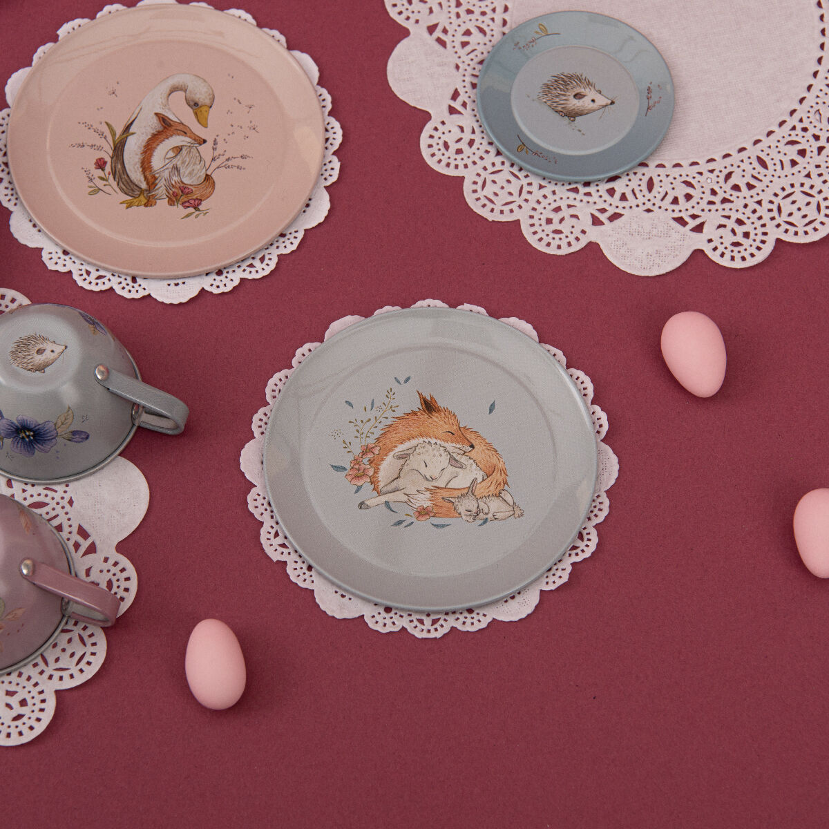 Set de ceai metalic în valiză Les Rosalies - Moulin Roty