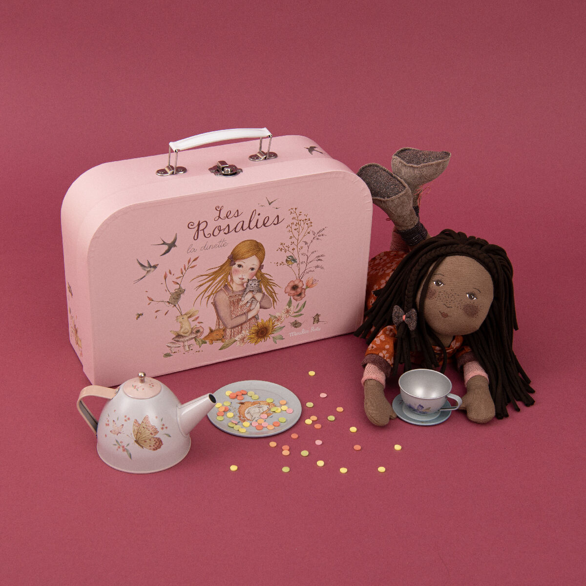Set de ceai metalic în valiză Les Rosalies - Moulin Roty