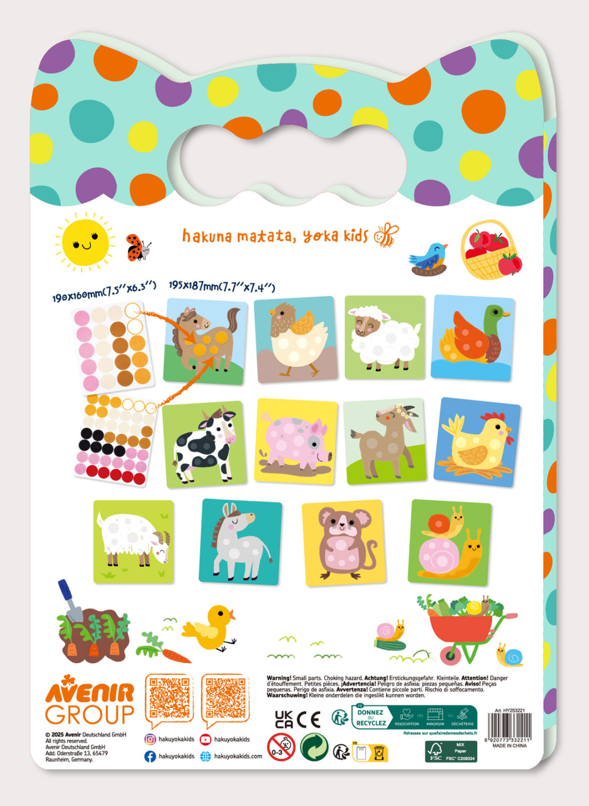 Carte Dots4Fun cu stickere reutilizabile tip buline - Animale – Haku Yoka by Avenir