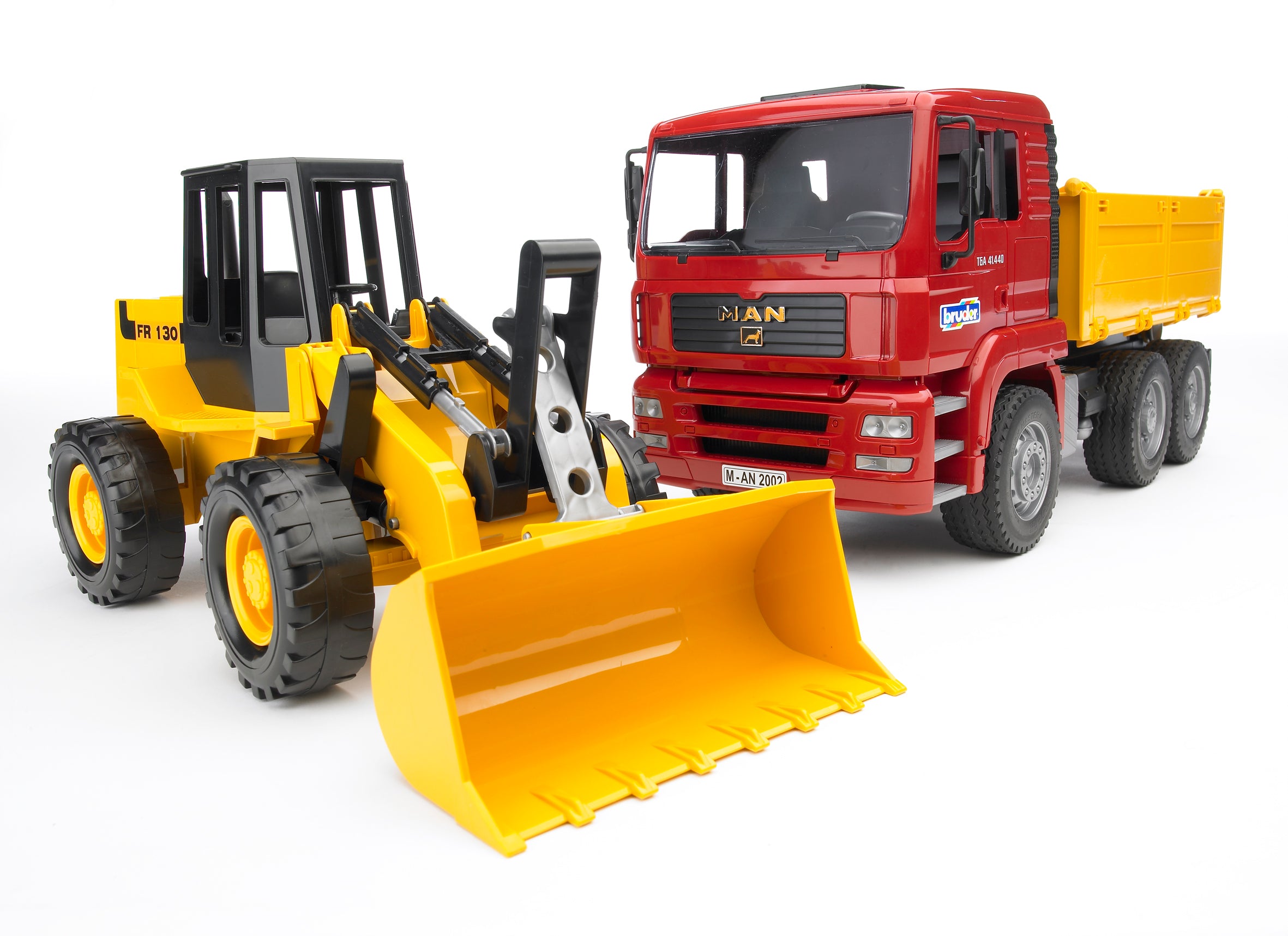 Set camion de construcții cu încărcător frontal din plastic ABS, scară 1:16 – Bruder