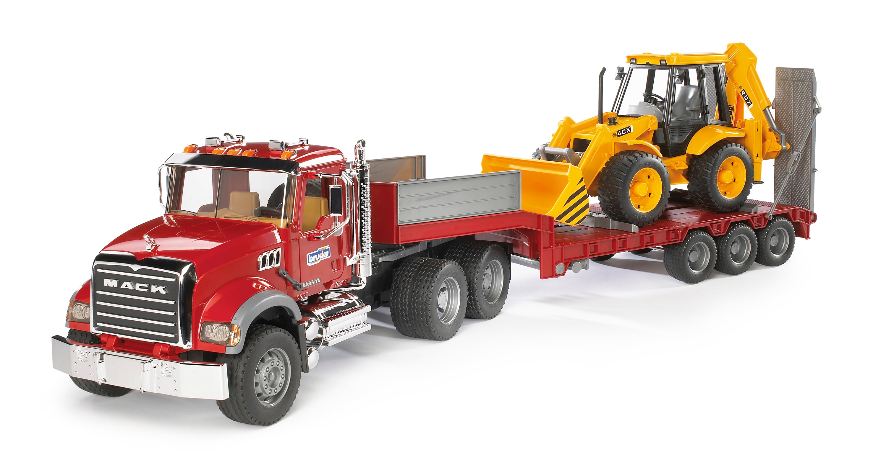 Camion cu remorcă și tractor JCB 4CX, scară 1:16 – Bruder