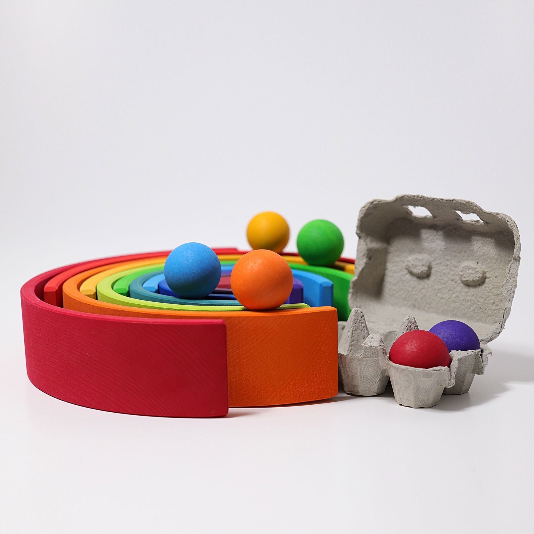 Set de 6 bile curcubeu din lemn - Grimms