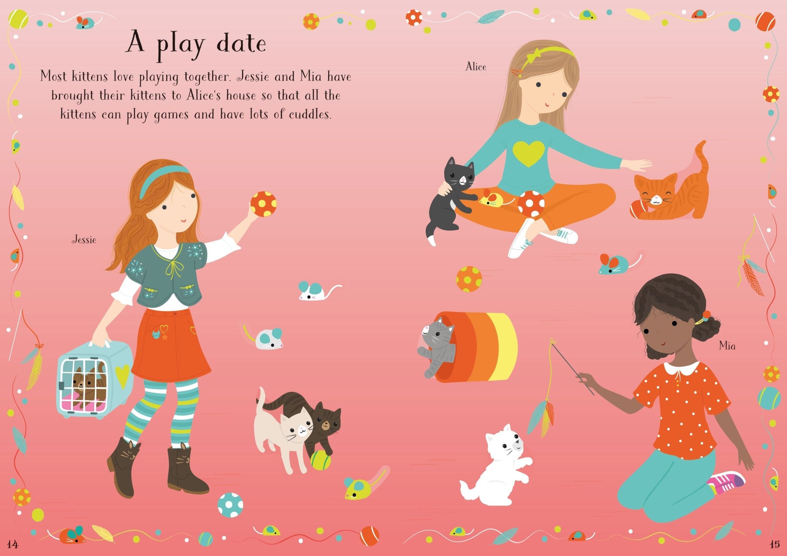 Little Sticker Dolly Dressing Kittens, carte cu stickere - Usborne