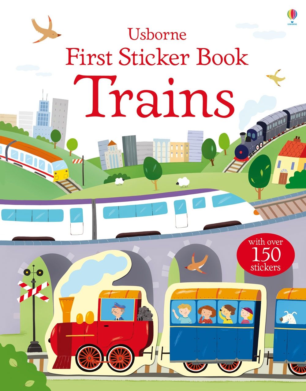 First Sticker Book Trains – Carte cu stickere pentru copii 3+ ani, Usborne