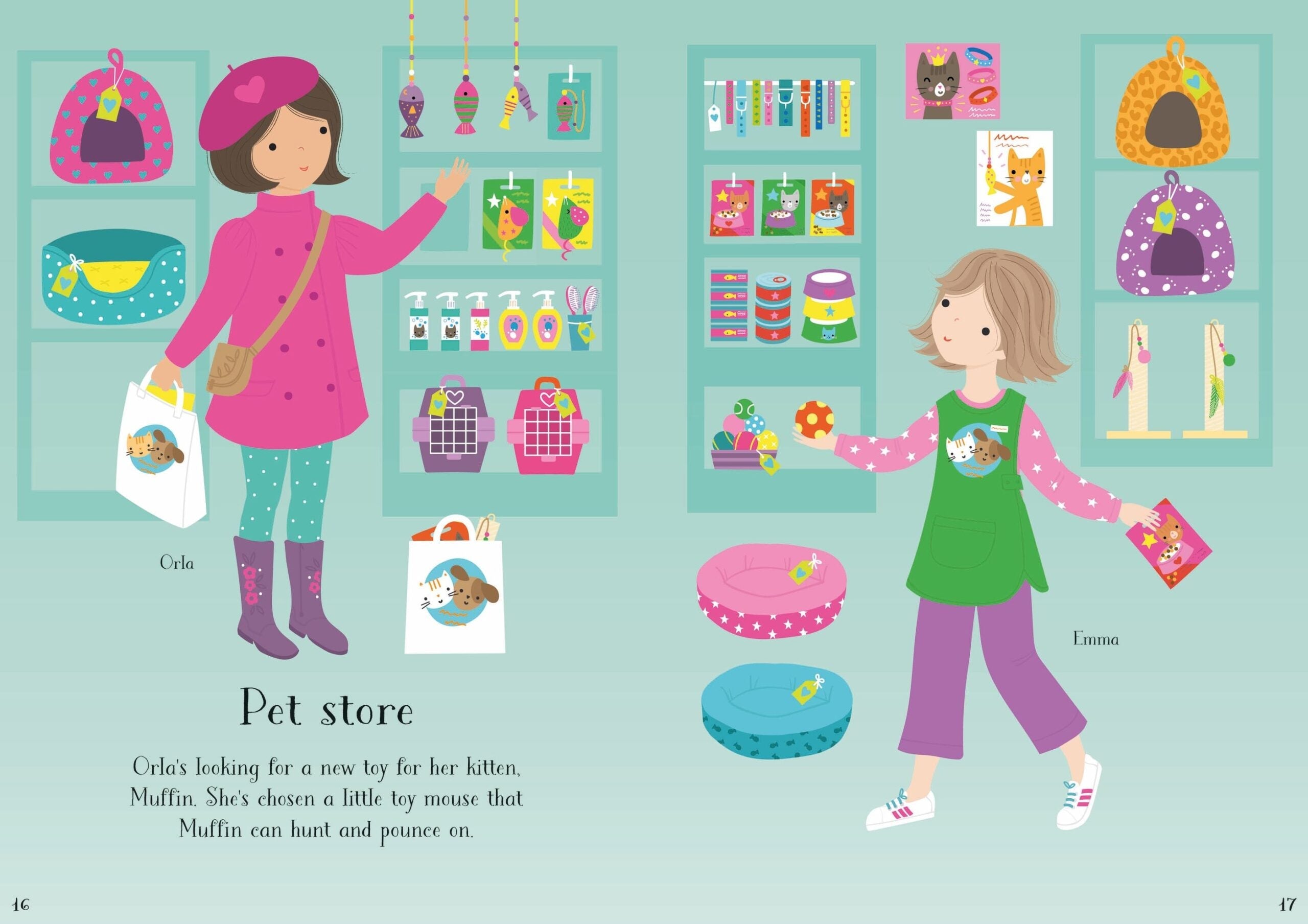 Little Sticker Dolly Dressing Kittens, carte cu stickere - Usborne