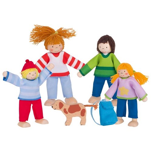 Set de păpuși flexibile din lemn, 5 piese – Goki