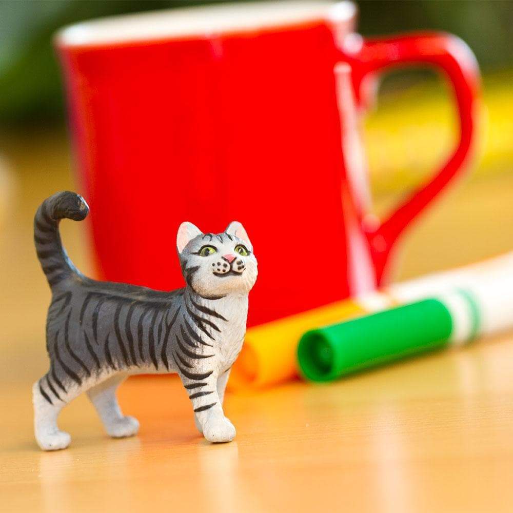 Figurină realistă pisică tigrată gri - Safari Ltd.
