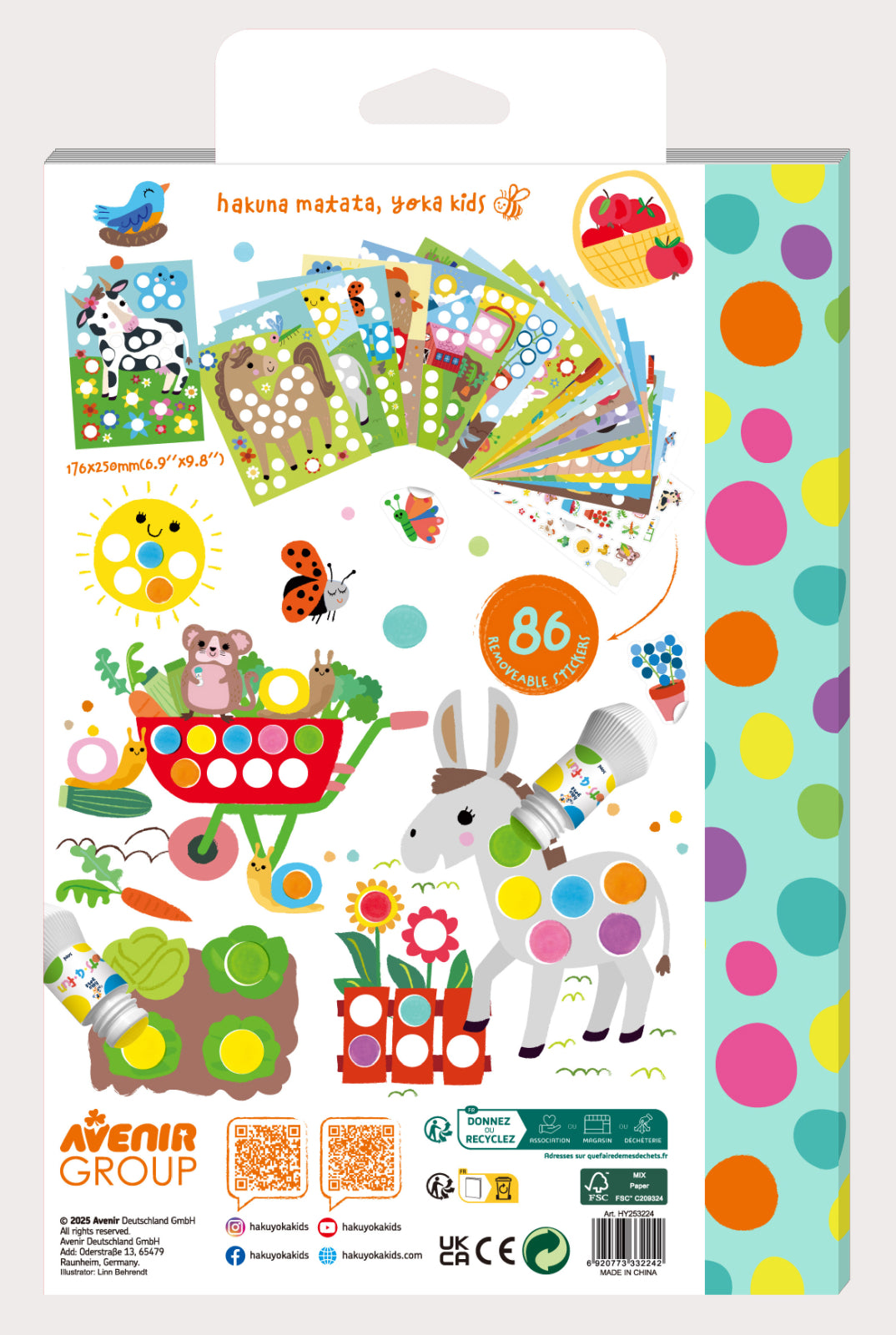 Carte de colorat Dots4Fun - Animale de ferma - Haku Yoka by Avenir