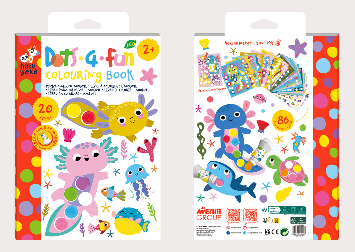 Carte de colorat Dots4Fun - Axolotl - Haku Yoka by Avenir
