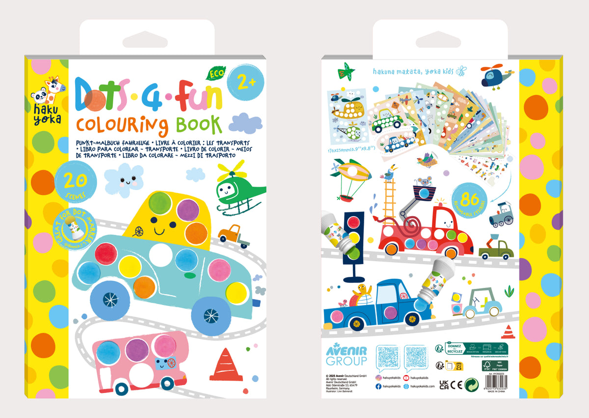 Carte de colorat Dots4Fun - Mijloace de transport - Haku Yoka by Avenir