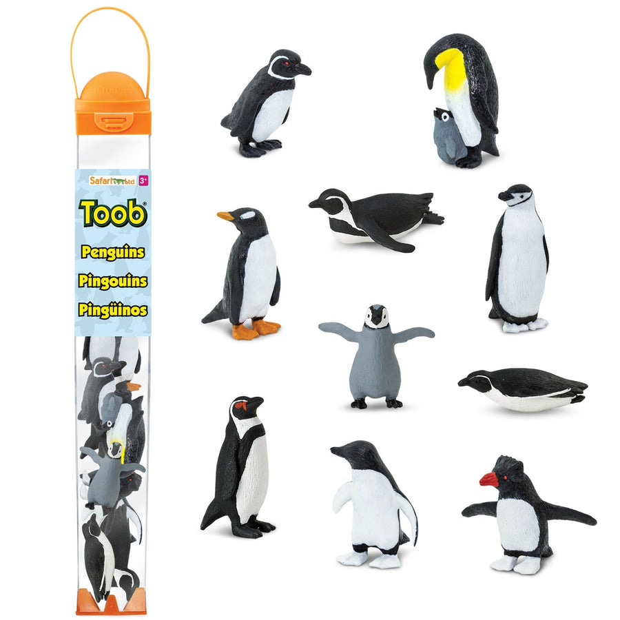 Tub de figurine realiste pinguini, 10 piese - Safari Ltd.