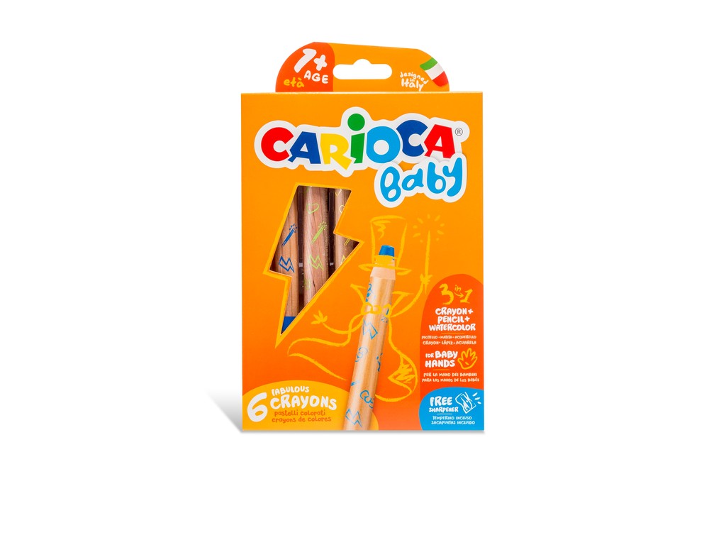 Creioane colorate 3 în 1 Baby, set 6 - Carioca