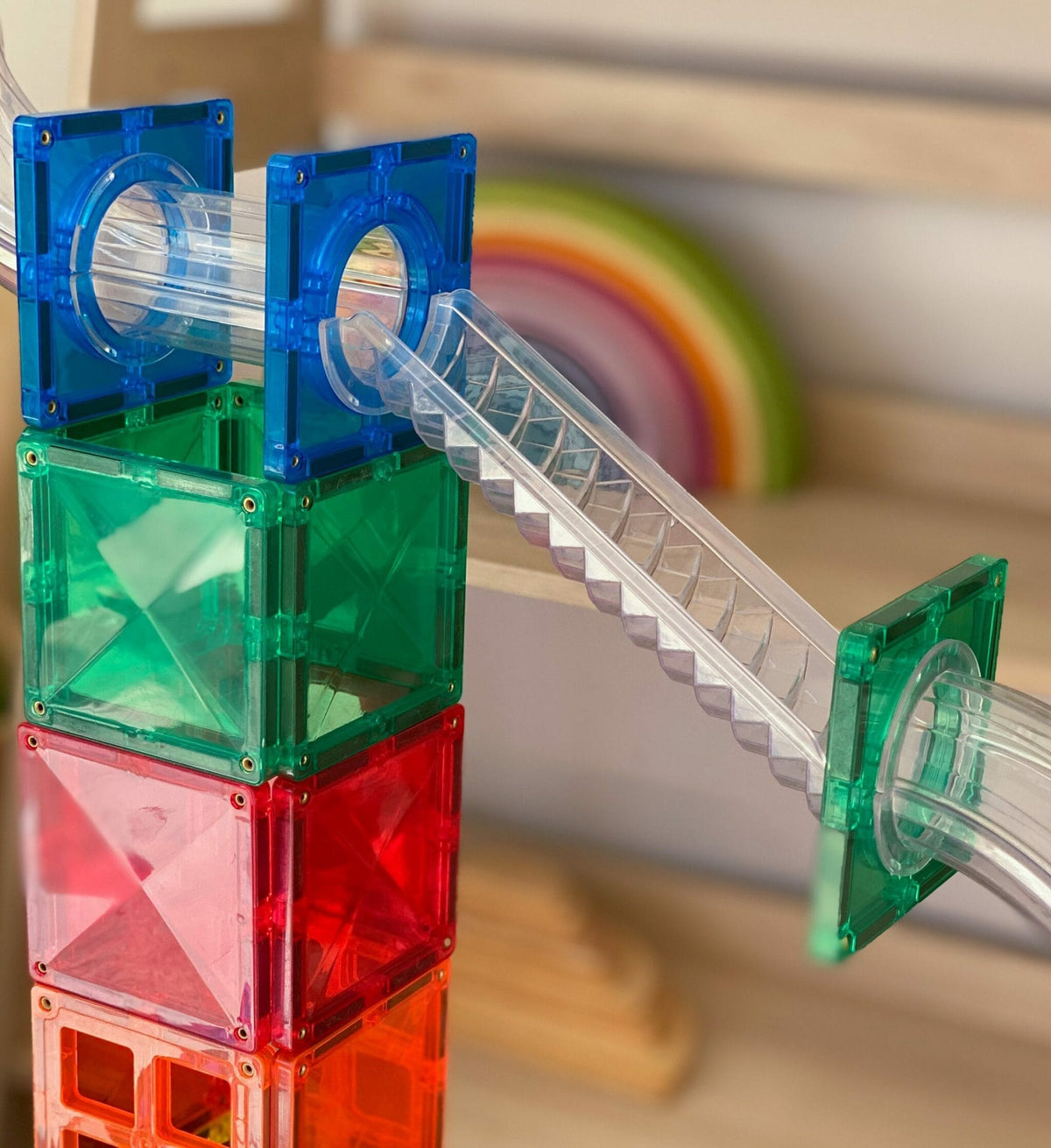 Set de construcție magnetic cu traseu pentru bile, 92 piese – CONNETIX