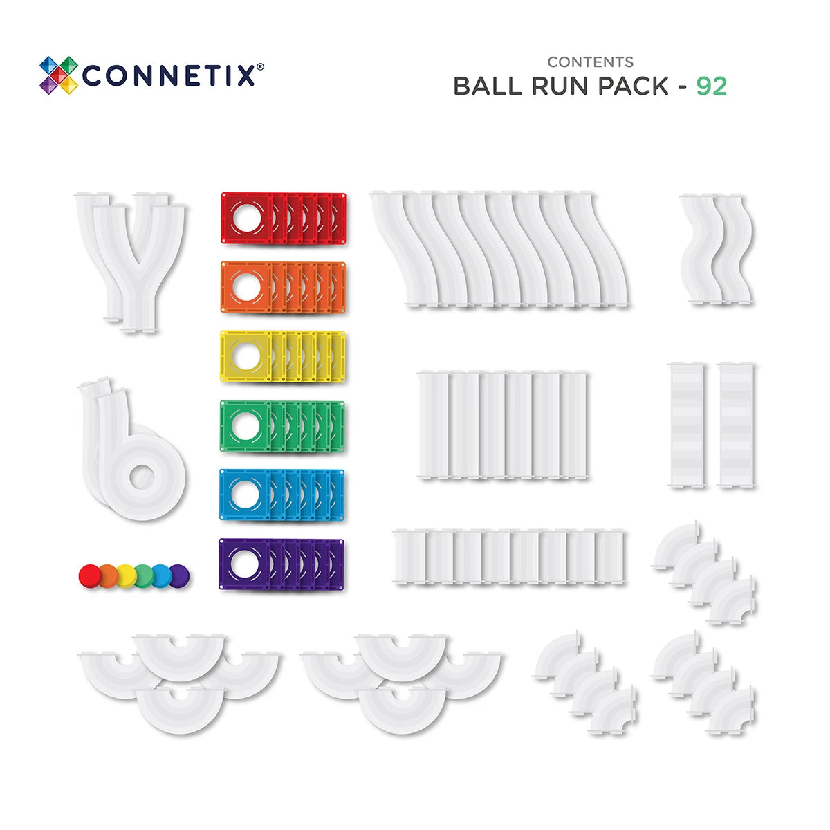 Set de construcție magnetic cu traseu pentru bile, 92 piese – CONNETIX