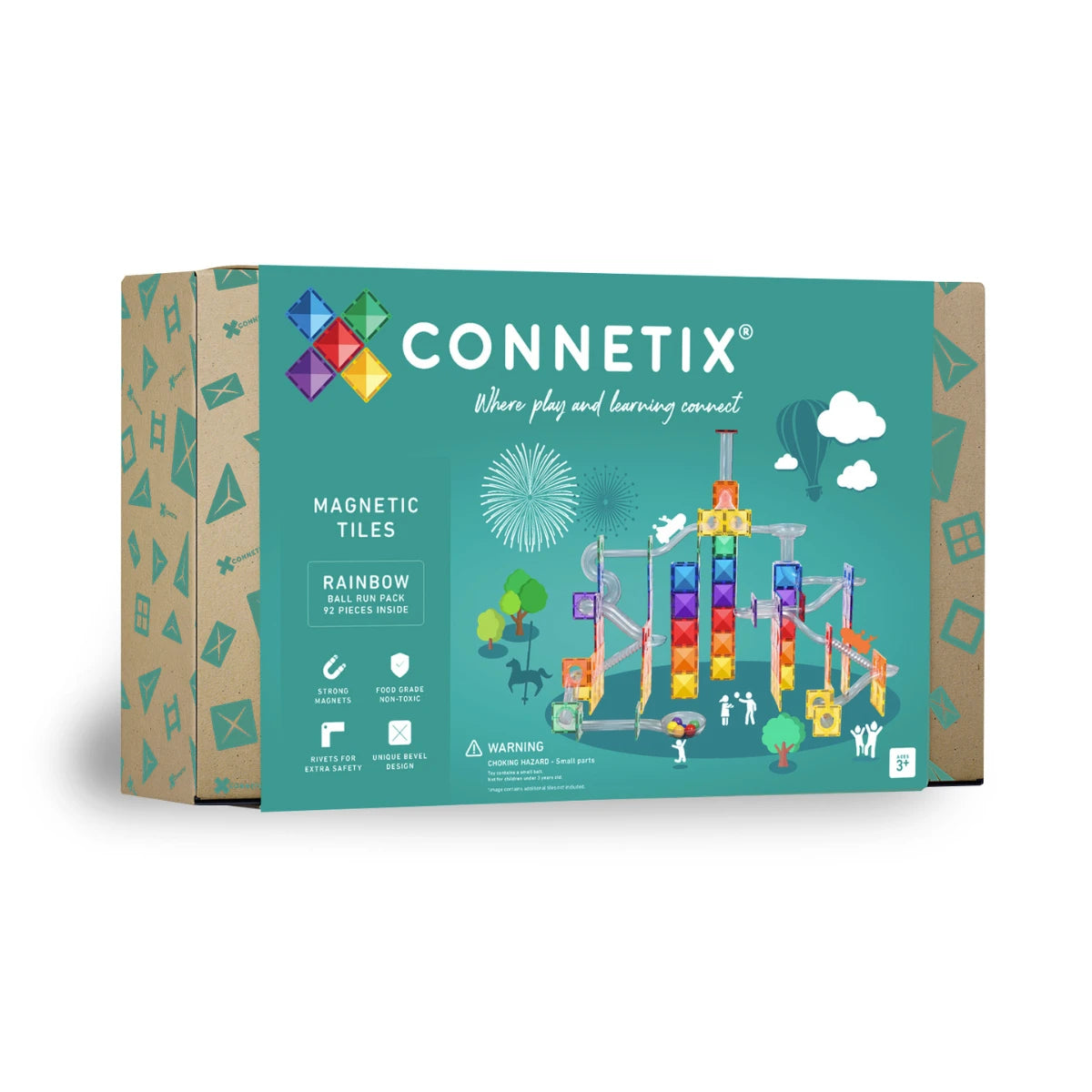 Set de construcție magnetic cu traseu pentru bile, 92 piese – CONNETIX