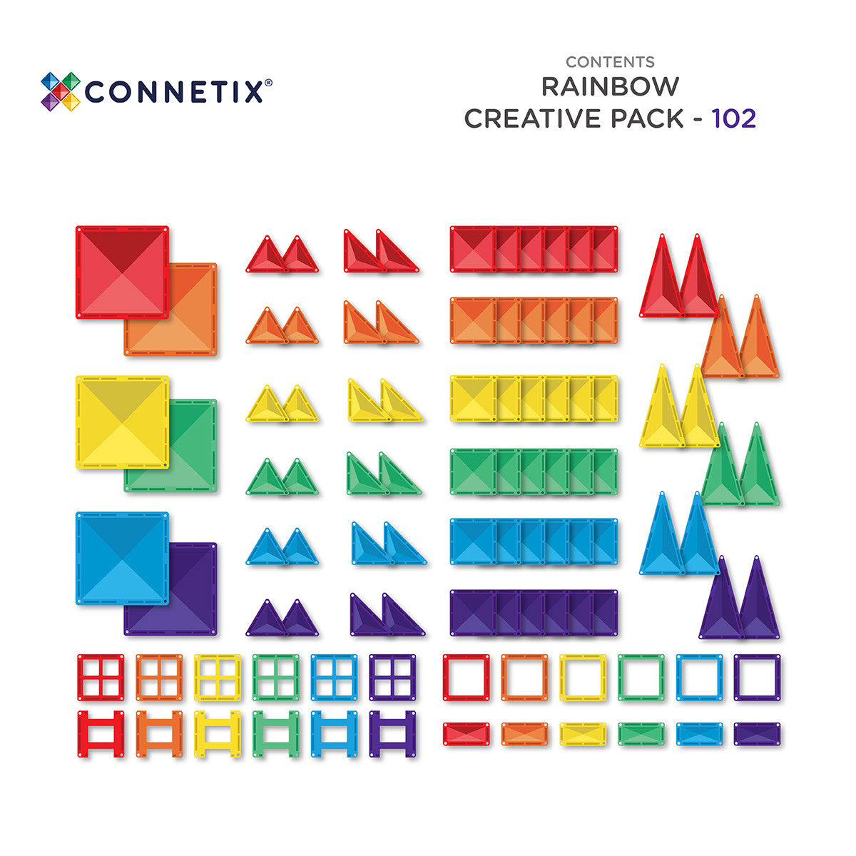 Set magnetic creativ curcubeu, 102 piese – CONNETIX