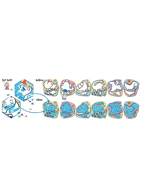 Kit artă Magic Reveal cu cariocă pentru buline și 12 carduri - Dinozauri – Haku Yoka by Avenir