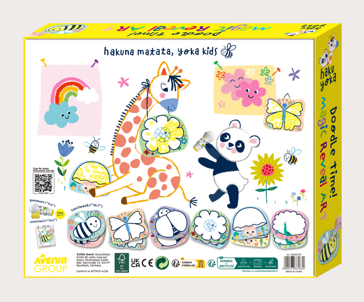 Kit artă Magic Reveal cu cariocă pentru buline și 12 carduri - Grădină – Haku Yoka by Avenir