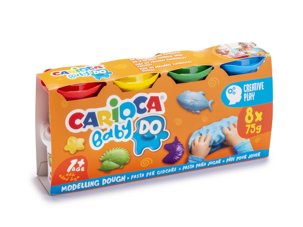 Plastilină Baby Dough, set 8 culori x 75 g - Carioca