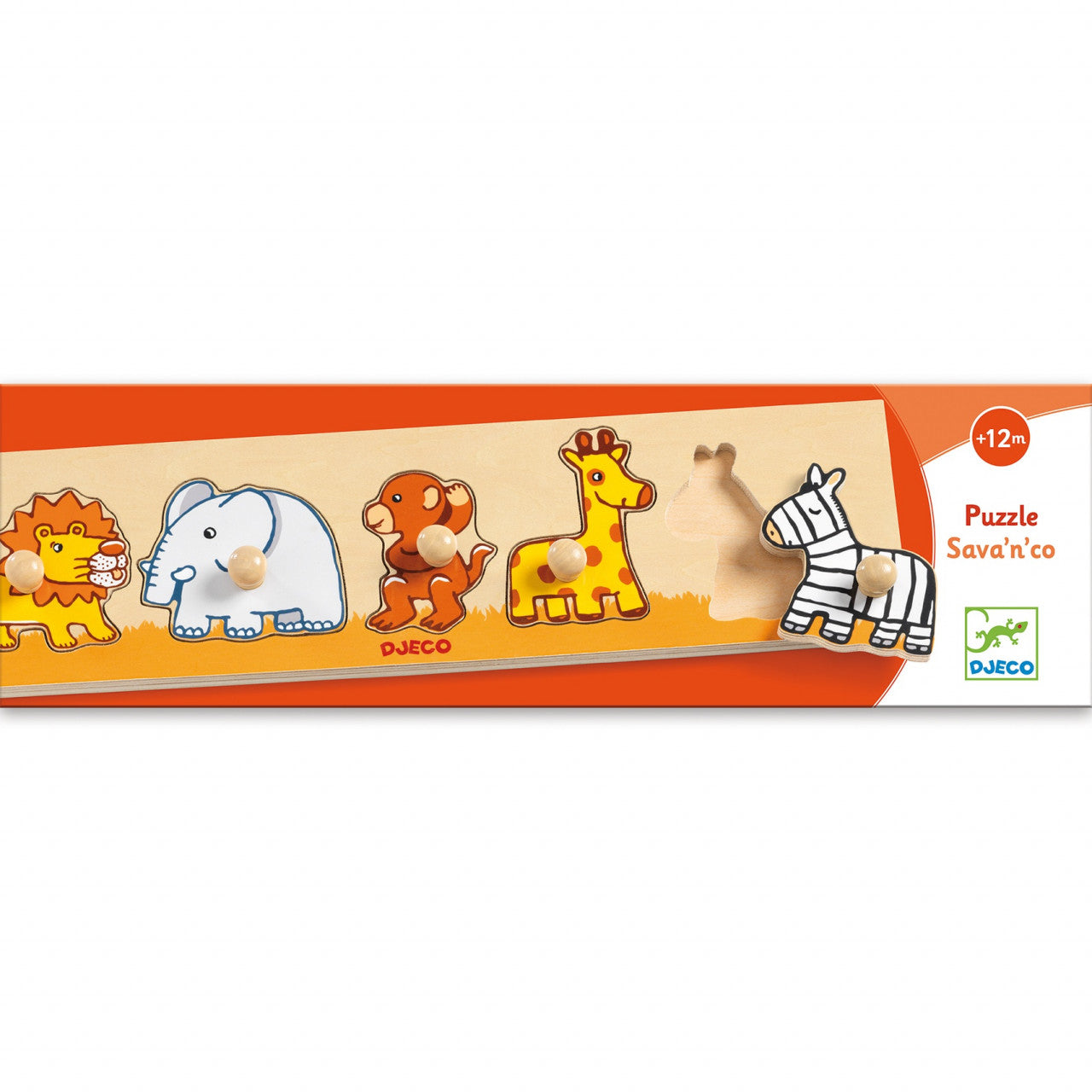 Puzzle cu buton Animale din savană - Djeco