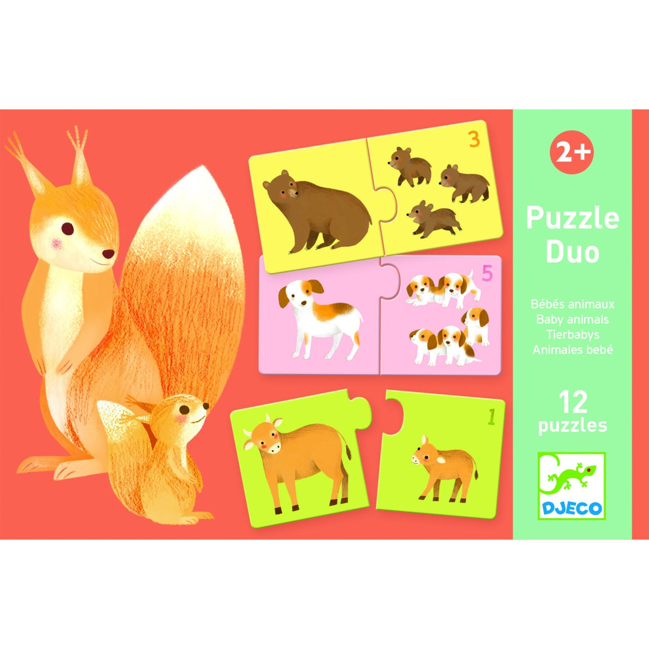 Puzzle duo de asociere mamă-pui, set de 12 - Djeco