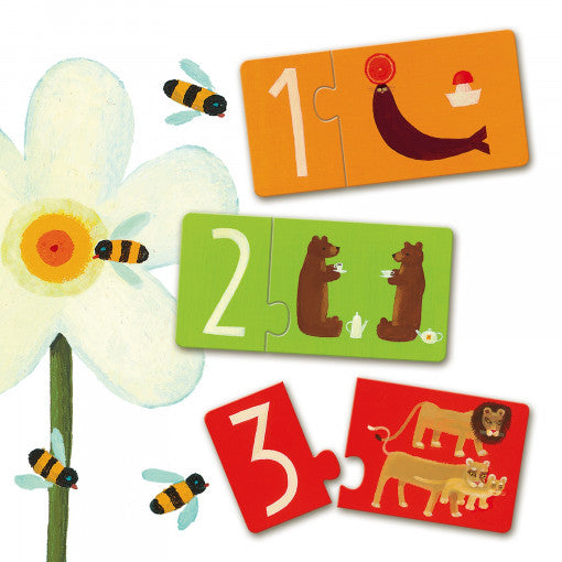 Puzzle duo numere, set de 10 - Djeco