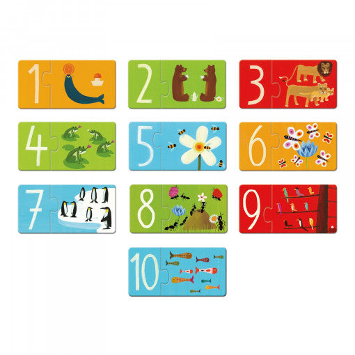 Puzzle duo numere, set de 10 - Djeco