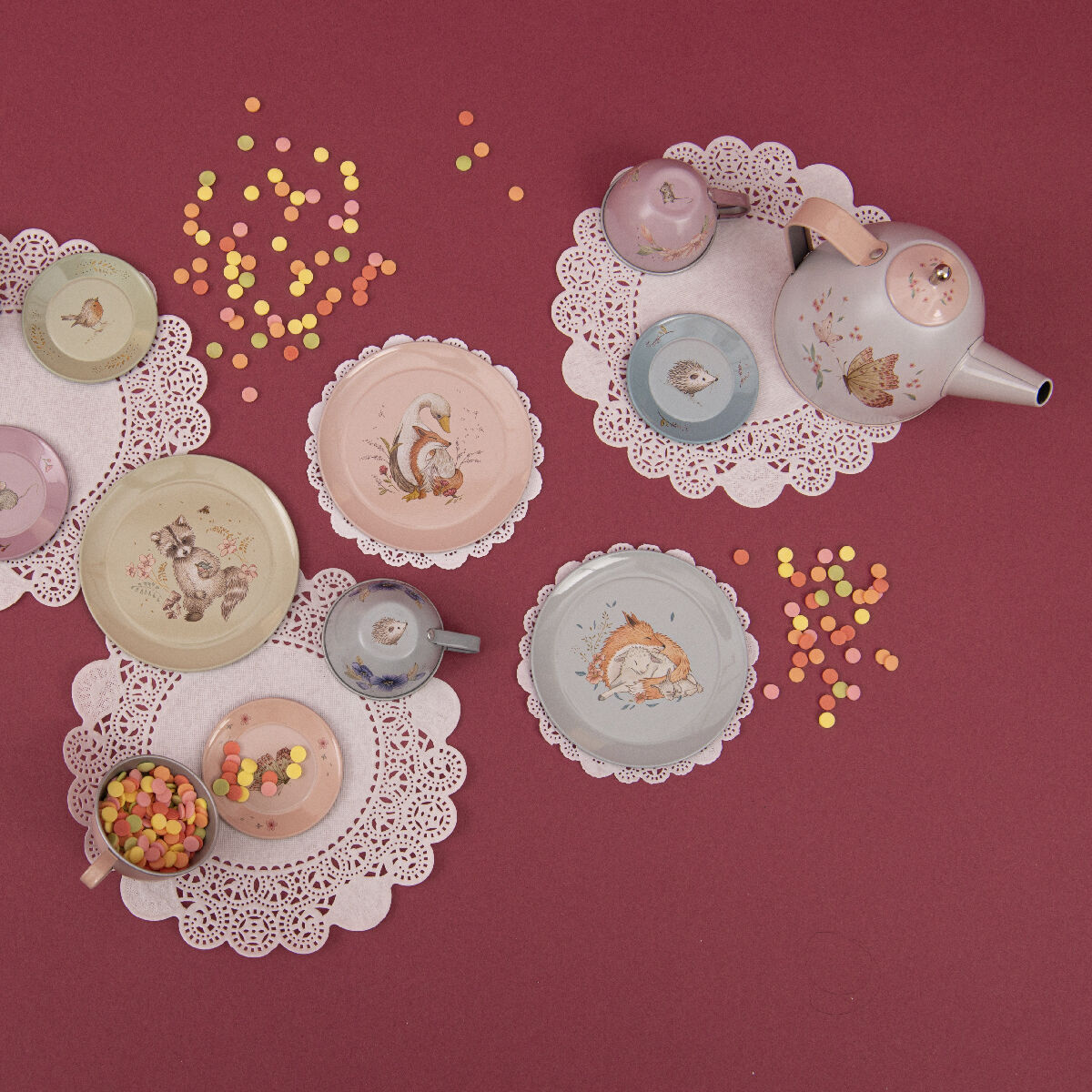 Set de ceai metalic în valiză Les Rosalies - Moulin Roty