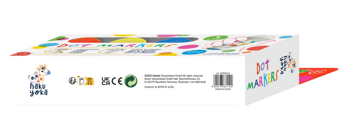 Carioci lavabile Dot Markers, 5 culori clasice - Haku Yoka by Avenir