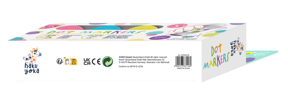 Carioci lavabile Dot Markers, 5 culori pastel - Haku Yoka by Avenir