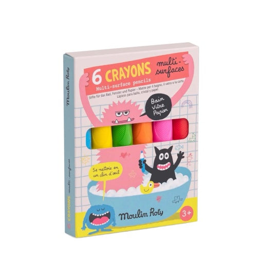 Set 6 creioane multi-suprafețe cu mecanism twist-up - Moulin Roty