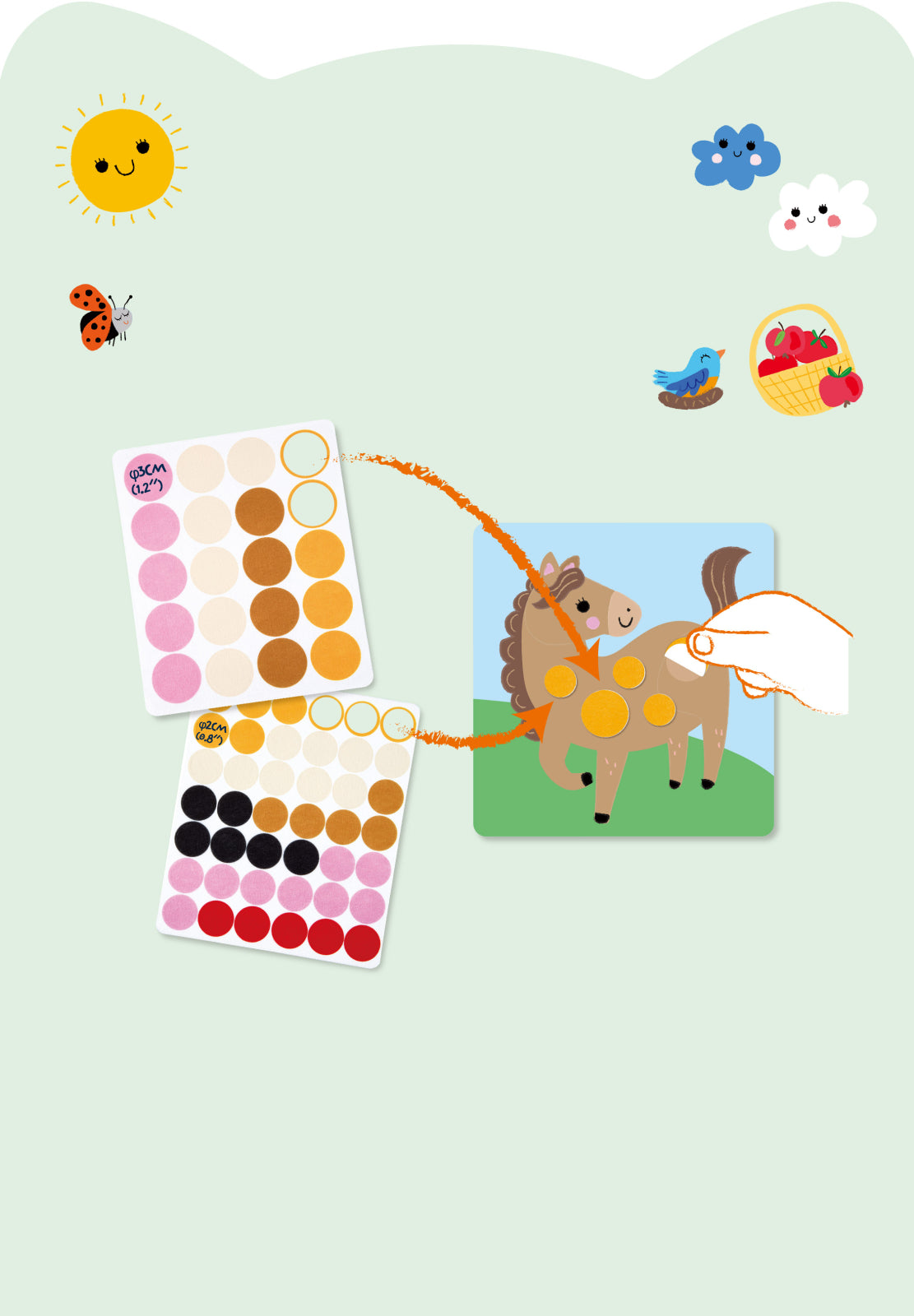 Carte Dots4Fun cu stickere reutilizabile tip buline - Animale – Haku Yoka by Avenir