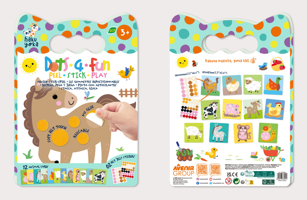 Carte Dots4Fun cu stickere reutilizabile tip buline - Animale – Haku Yoka by Avenir