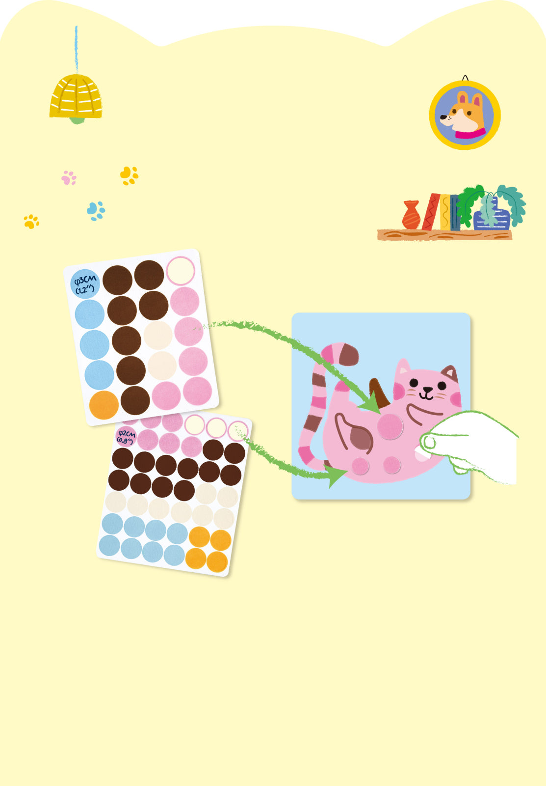 Carte Dots4Fun cu stickere reutilizabile tip buline - Câini și pisici – Haku Yoka by Avenir